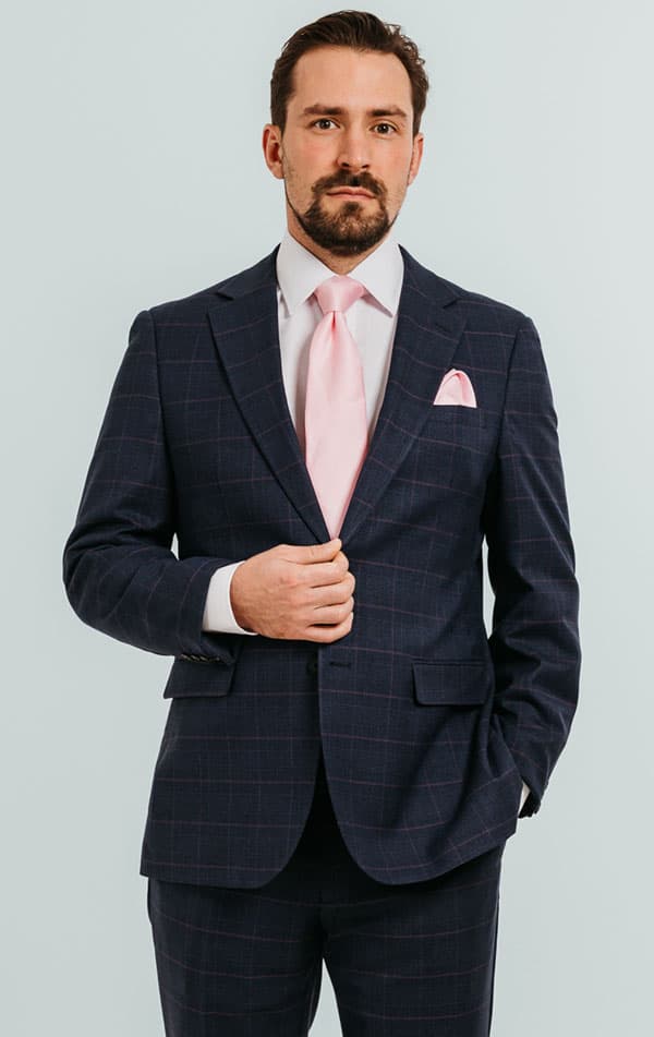 Dobell Navy with Pink Check Suit Jacket primary image