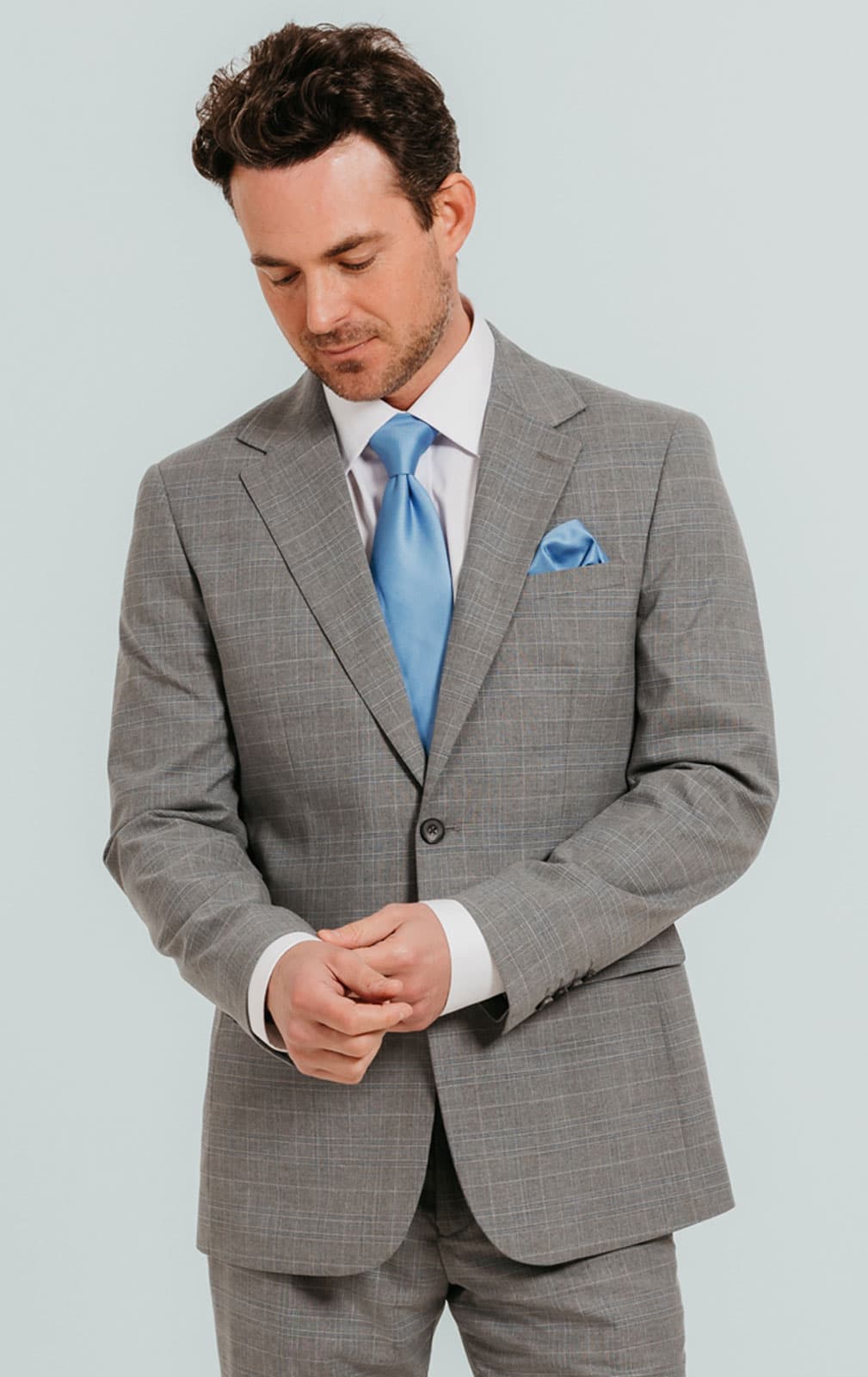 Dobell Light Grey Check Suit Jacket primary image