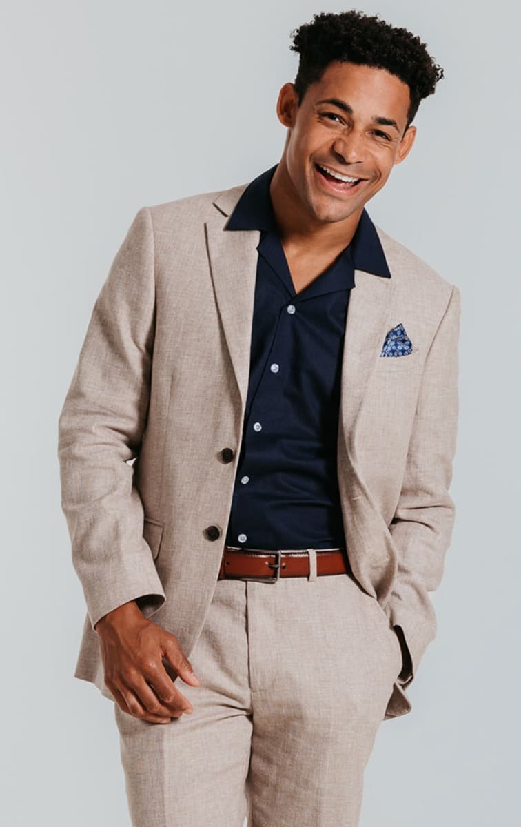 Dobell Sand Linen Slim Fit Suit Jacket primary image