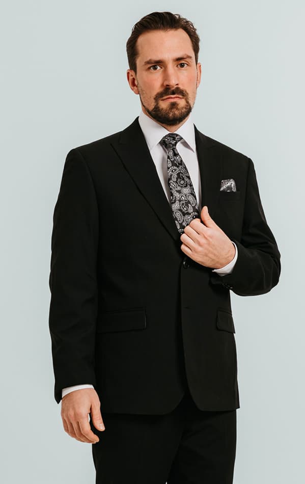 Dobell Black Suit Jacket with Peak Lapel primary image