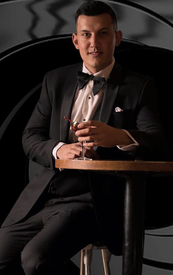 Secret Agent Black 2 Piece Tuxedo, Dress Shirt, Bow Tie primary image