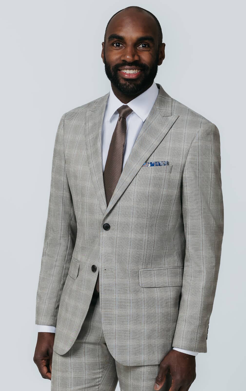 Taupe Check Suit with Peak Lapel primary image