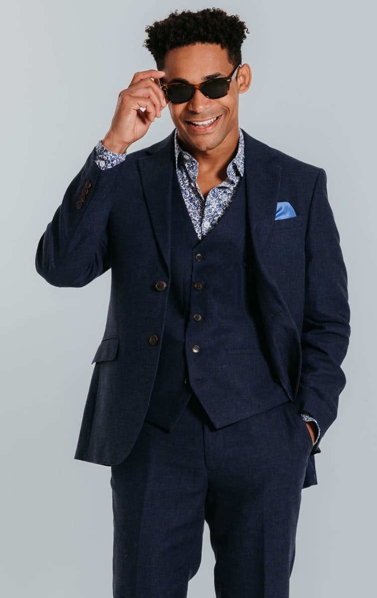 Dobell Navy Linen 3 Piece Suit primary image