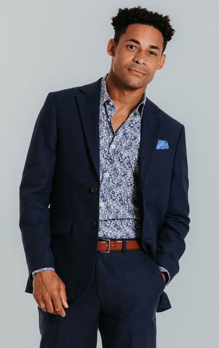 Dobell Navy Linen Suit primary image
