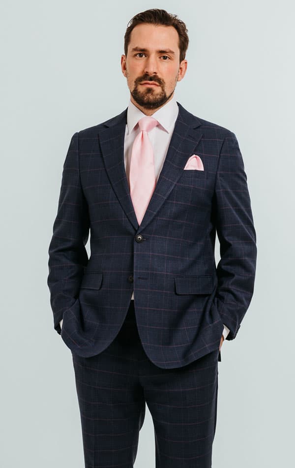 Dobell Navy with Pink Check Suit primary image