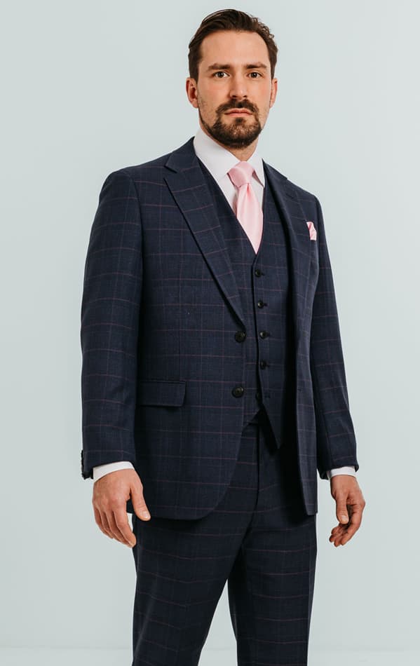 Dobell Navy with Pink Check 3 Piece Suit primary image