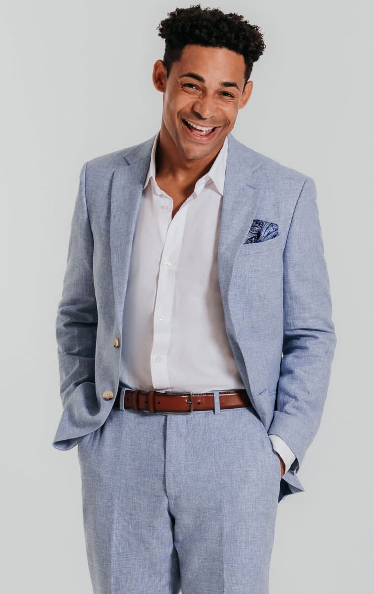 Dobell Light Blue Linen Suit primary image