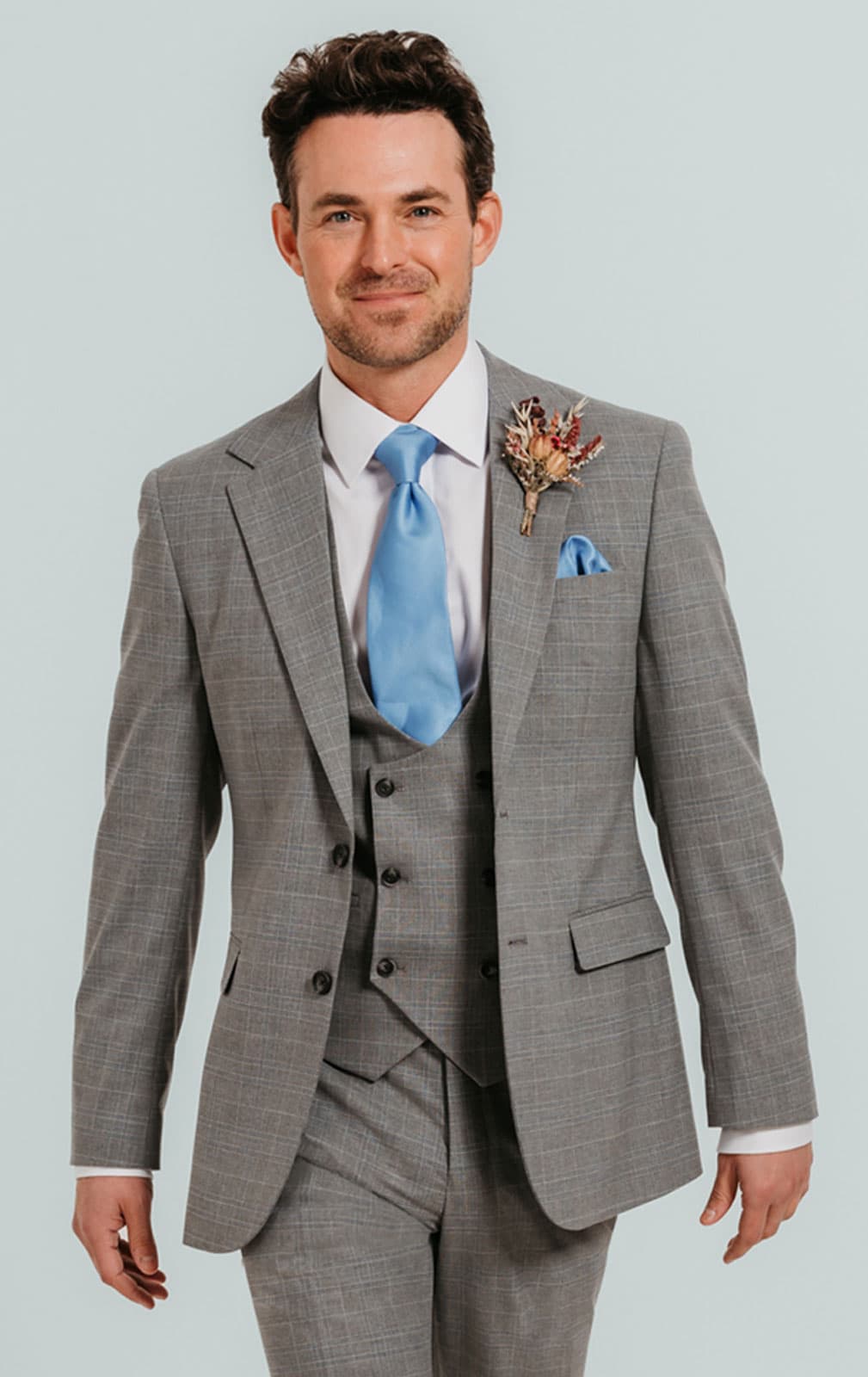 Dobell Light Grey Check 3 Piece Suit primary image