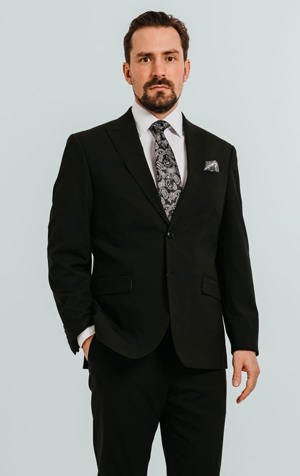 Dobell Black Suit with Peak Lapel primary image