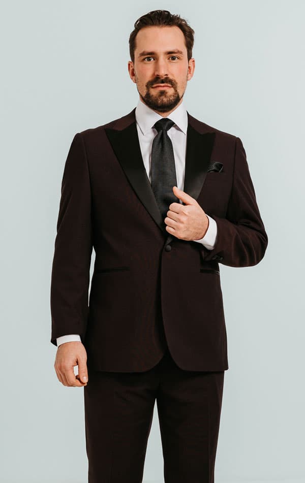 Dobell Burgundy Tuxedo with Peak Lapel primary image