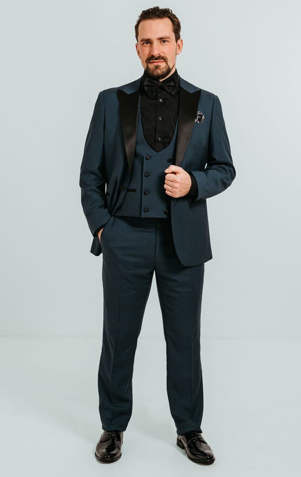 Dobell Teal 3 Piece Tuxedo with Peak Lapel primary image