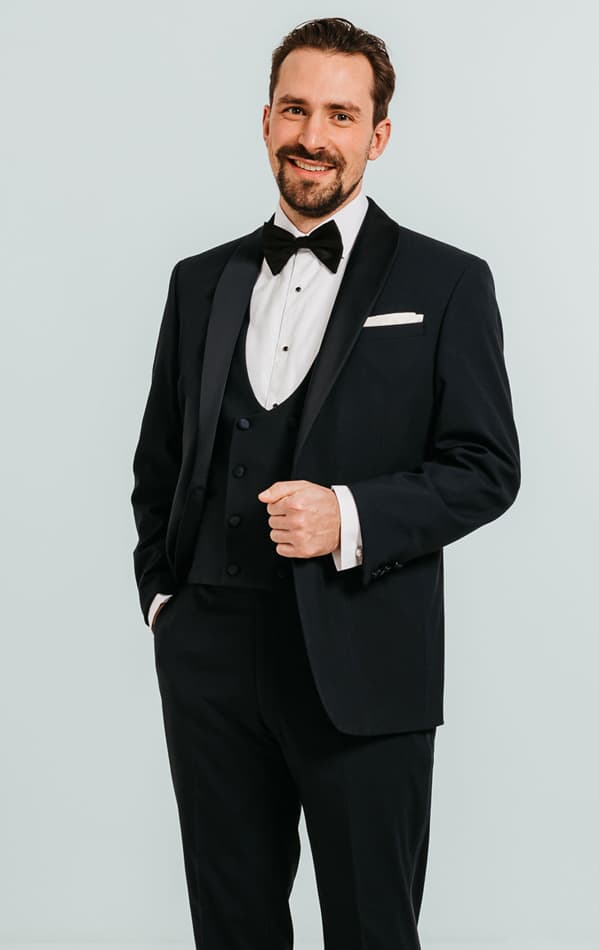 Dobell Navy Shawl Lapel 3 Piece Tuxedo primary image