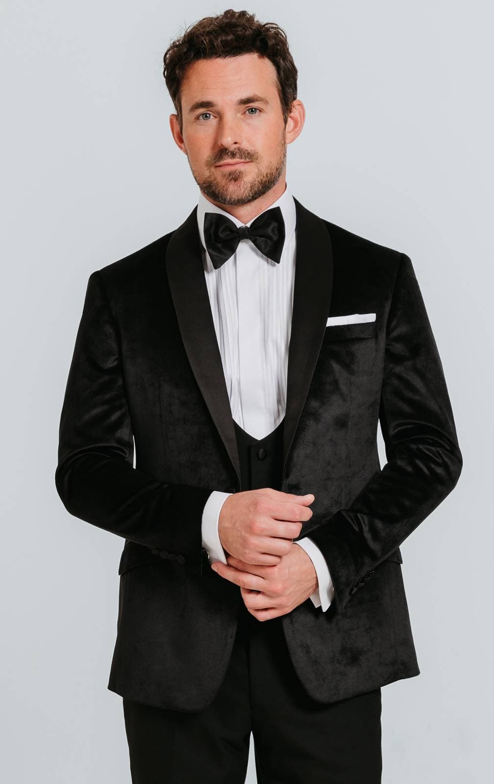 Dobell Black Slim Fit Velvet Tuxedo primary image