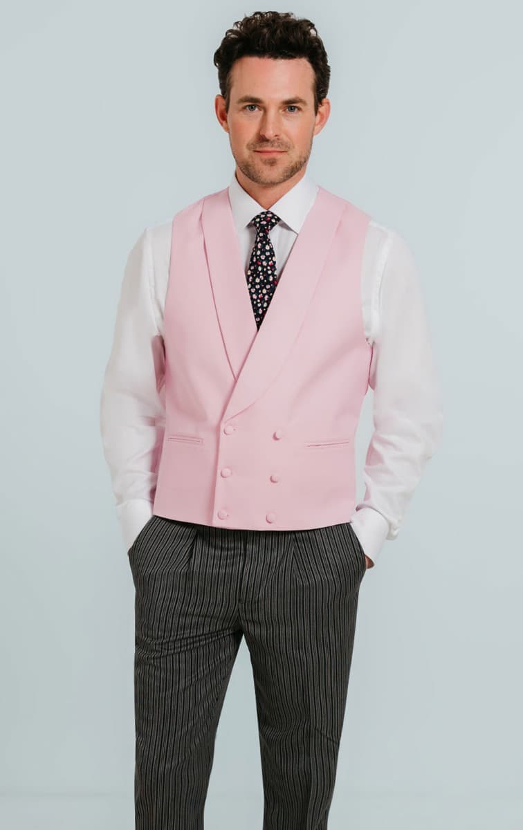 Dobell Pastel Pink Double Breasted Shawl Lapel Morning Suit Waistcoat primary image