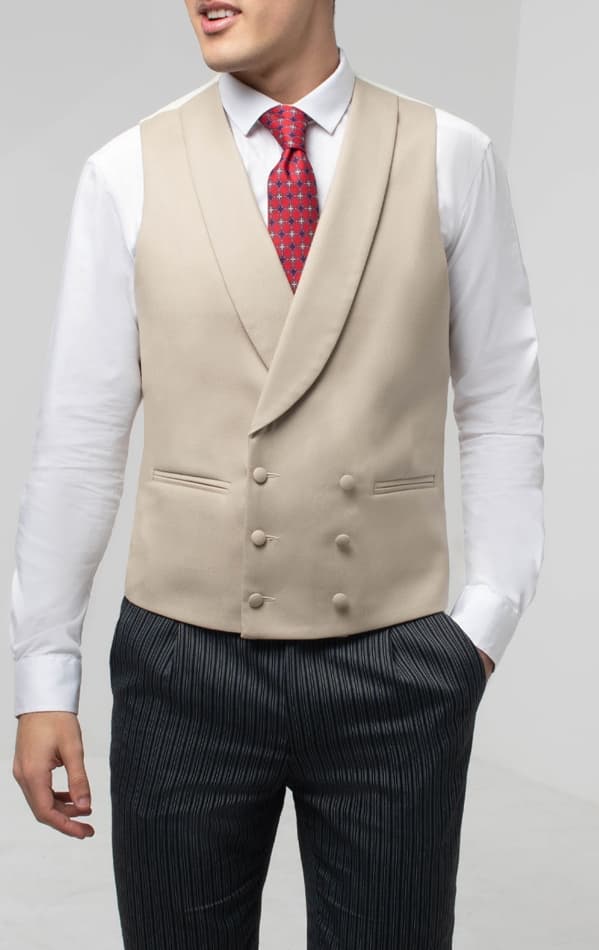 Luxury 100% Wool Gold/Buff Double Breasted Morning Suit Waistcoat primary image