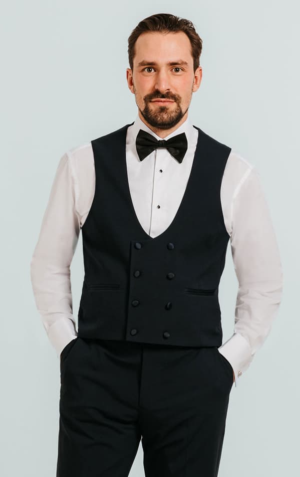 Dobell Navy Double Breasted Tuxedo Waistcoat primary image