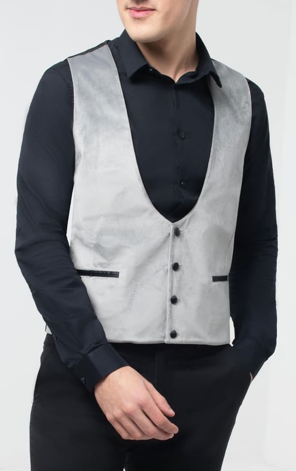 Dobell Silver Velvet Tuxedo Waistcoat primary image
