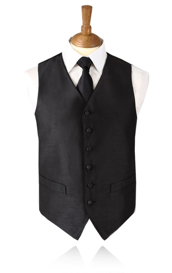 Boys Black Dupion Waistcoat primary image