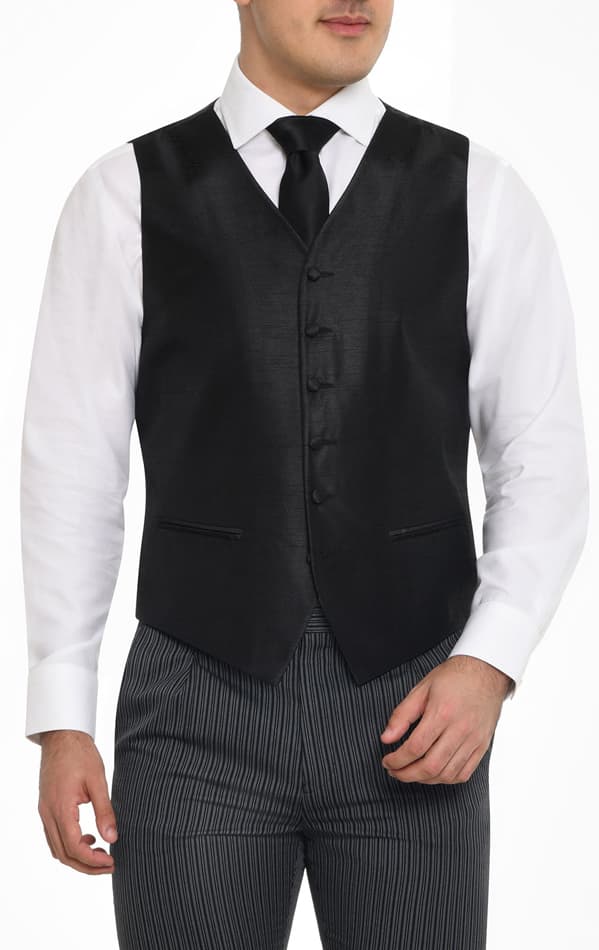 Dobell Black Dupion Waistcoat primary image