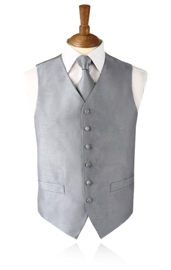 Boys Silver Dupion Waistcoat primary image
