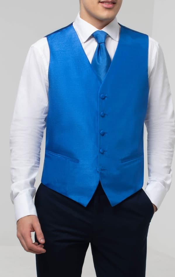 Dobell Royal Blue Dupion Waistcoat primary image