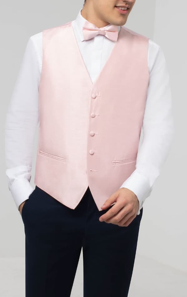 Dobell Light Pink Dupion Waistcoat primary image