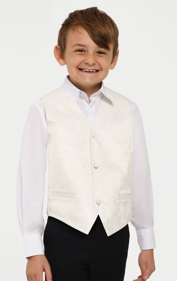 Dobell Boys Pearl Ivory Paisley Waistcoat primary image
