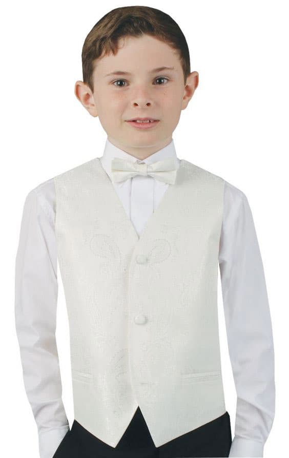 Dobell Boys Pearl White Paisley Waistcoat primary image