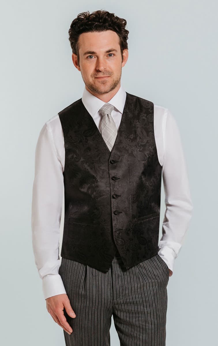 Dobell Black Paisley Waistcoat primary image