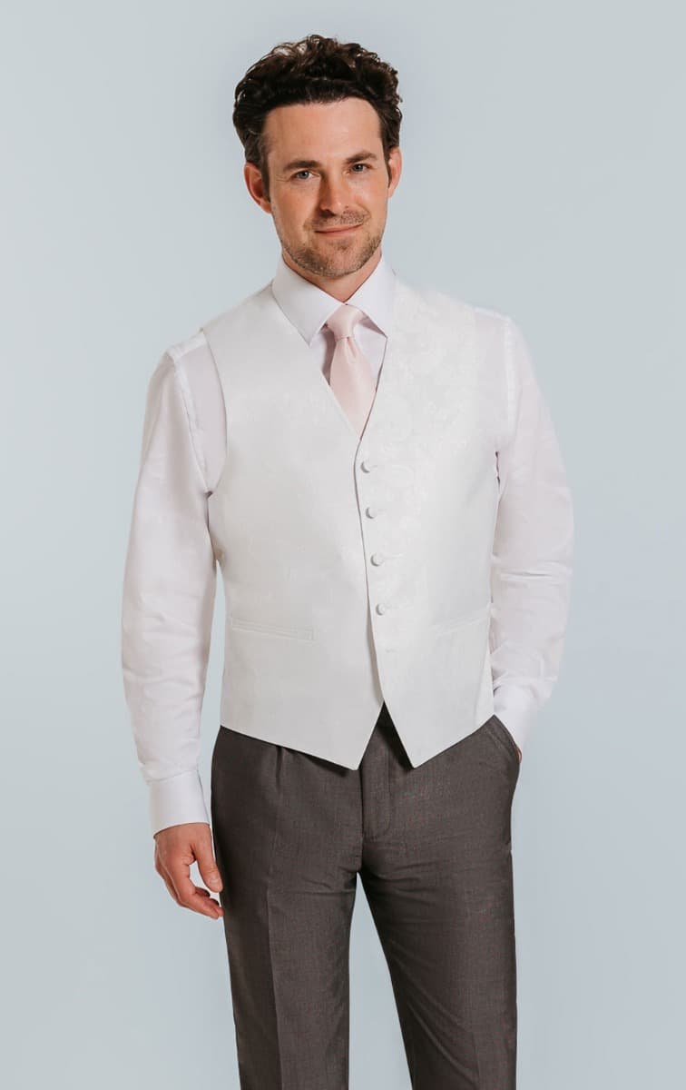 Dobell White Paisley Waistcoat primary image