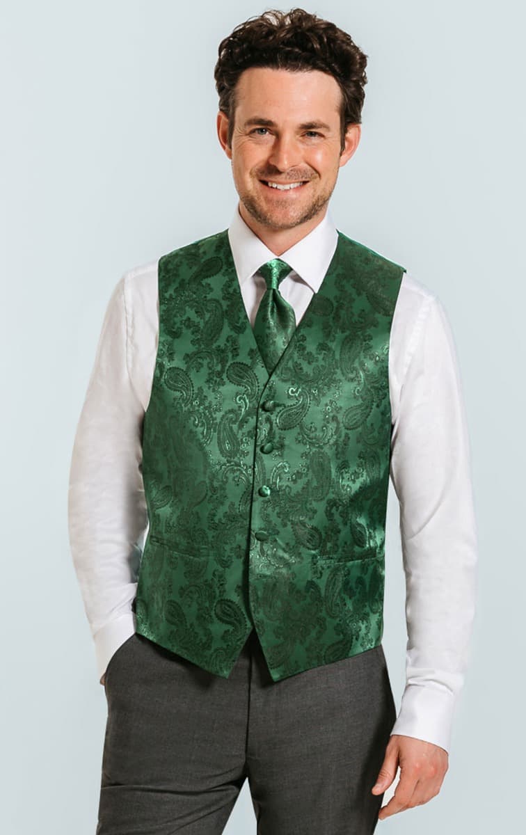 Dobell Racing Green Paisley Waistcoat primary image