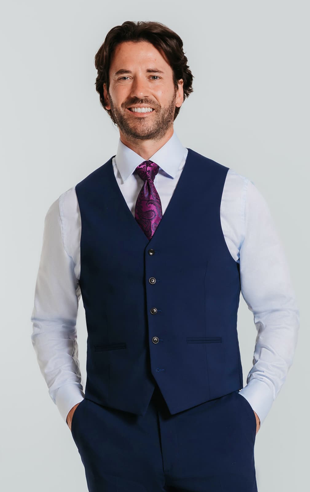 Dobell Blue Slim Fit Waistcoat primary image