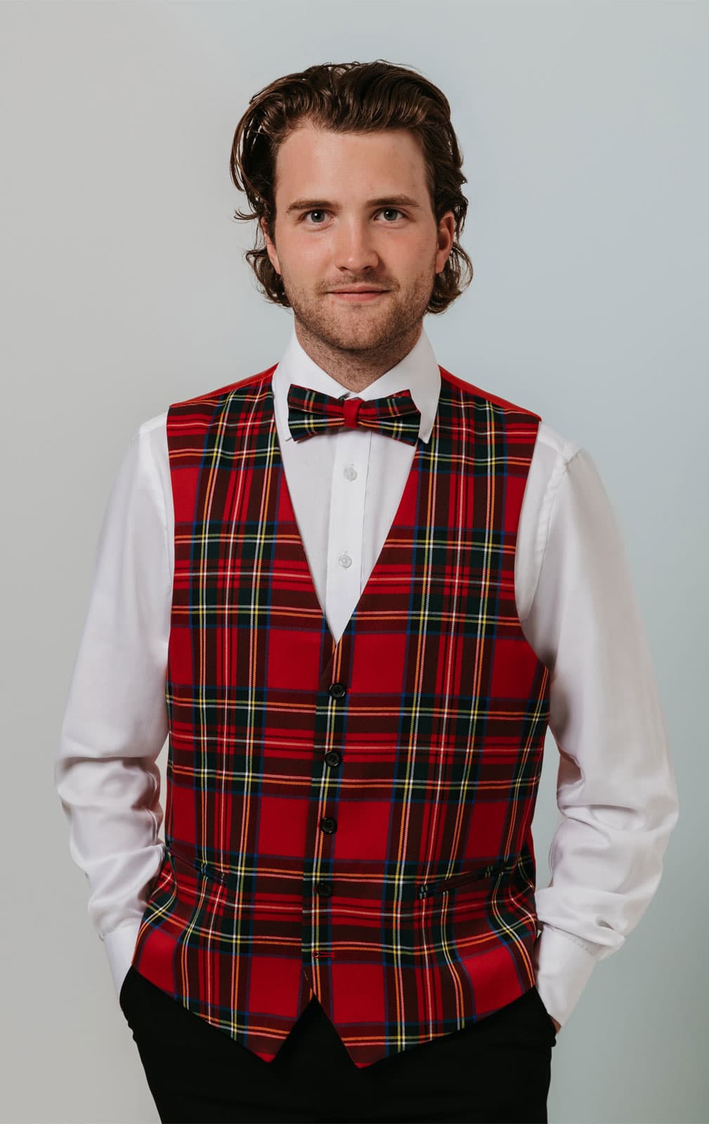 Dobell Red Tartan Waistcoat primary image