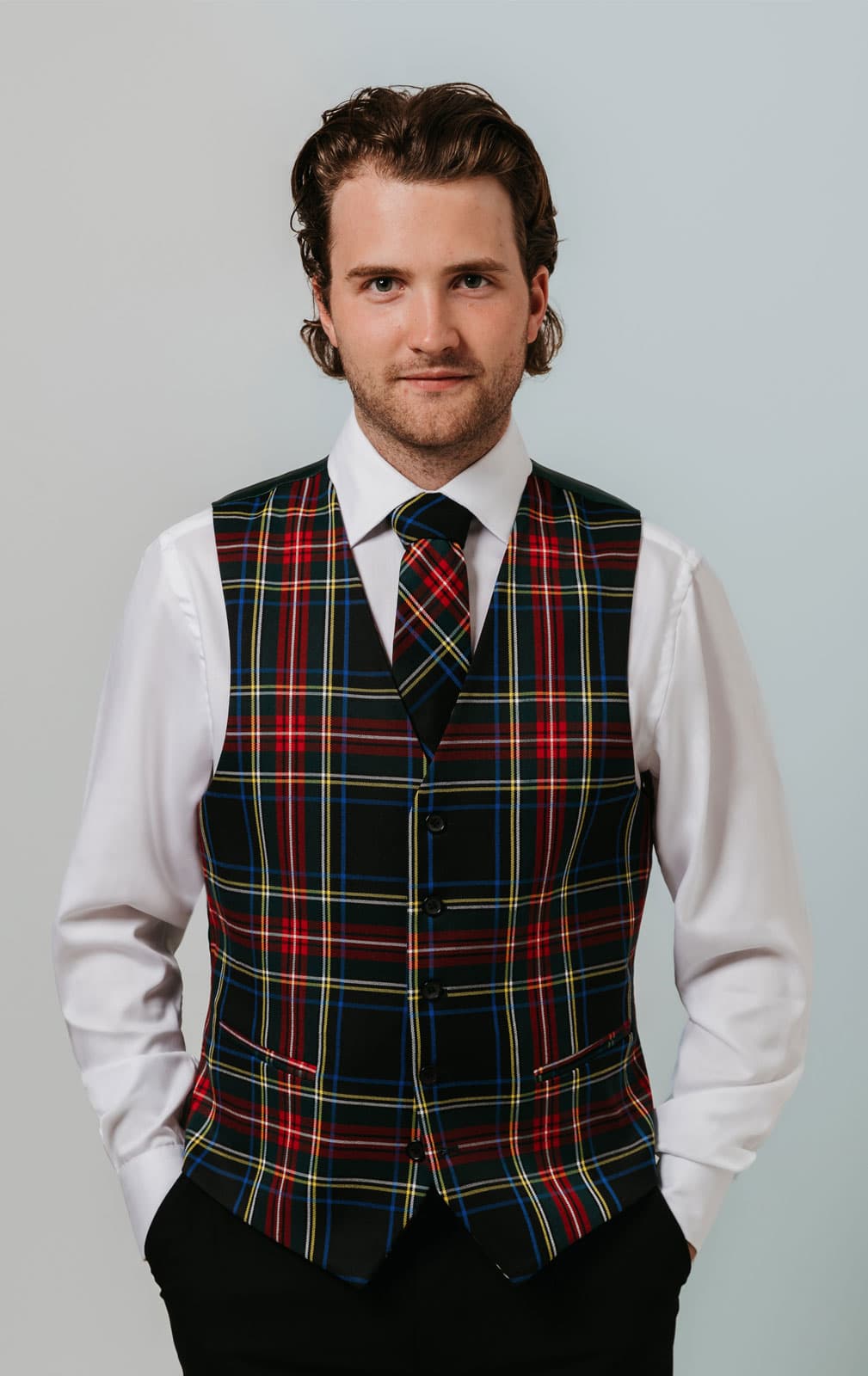 Dobell Green Tartan Waistcoat primary image