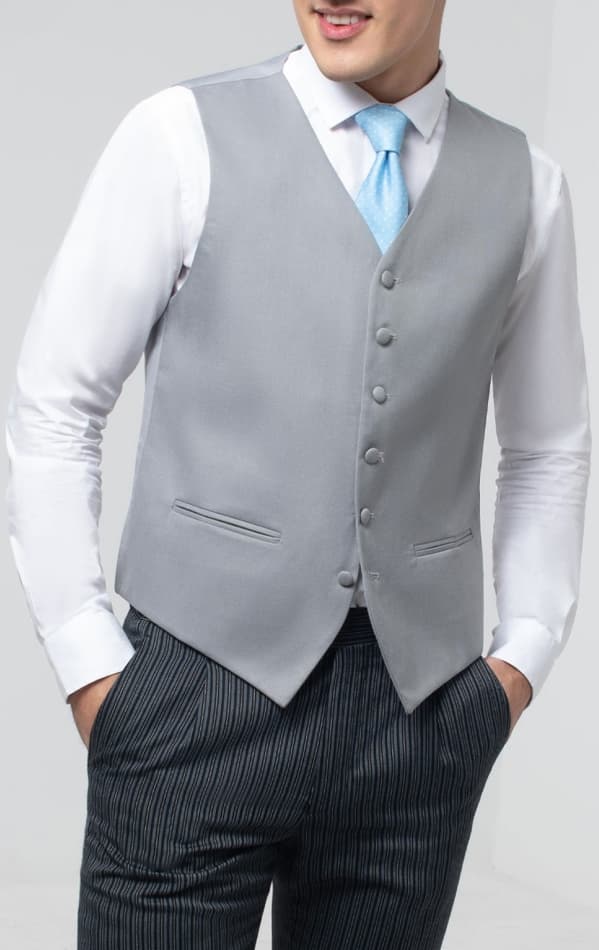 Dobell Dove Grey Single Breasted Morning Suit Waistcoat primary image