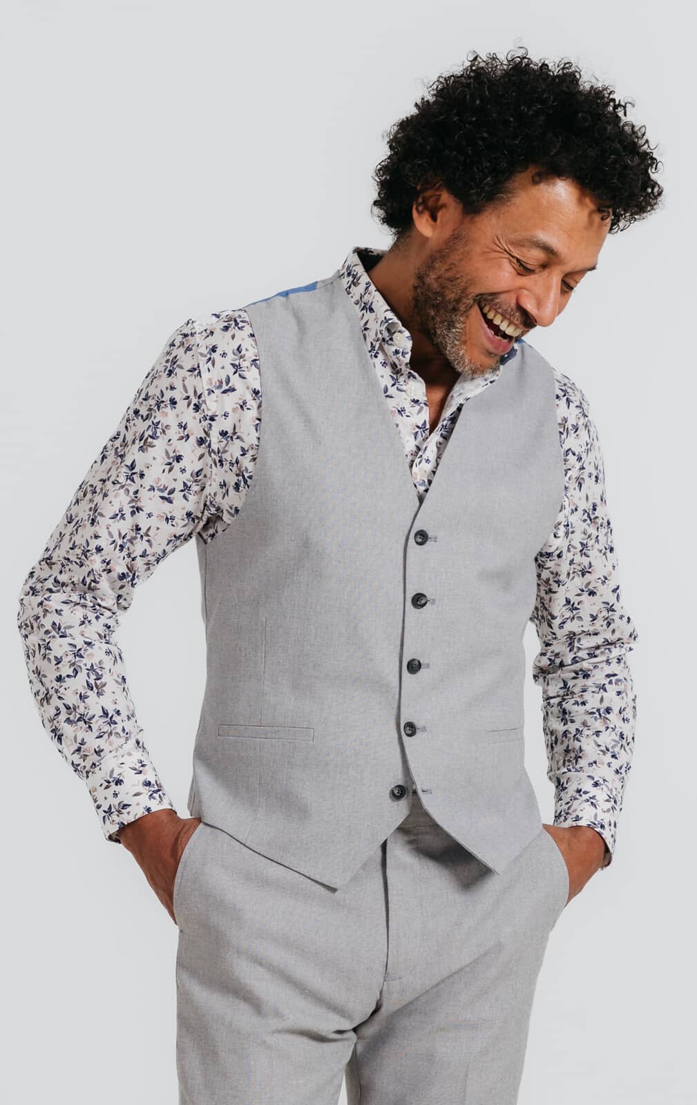 Light Grey Linen Waistcoat primary image