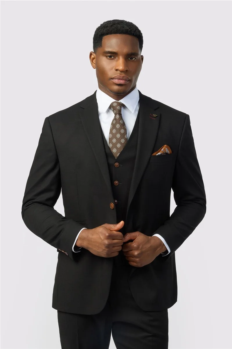 Antique Rogue Slim Fit Blake Black Texture Stretch Jacket thumbnail 2