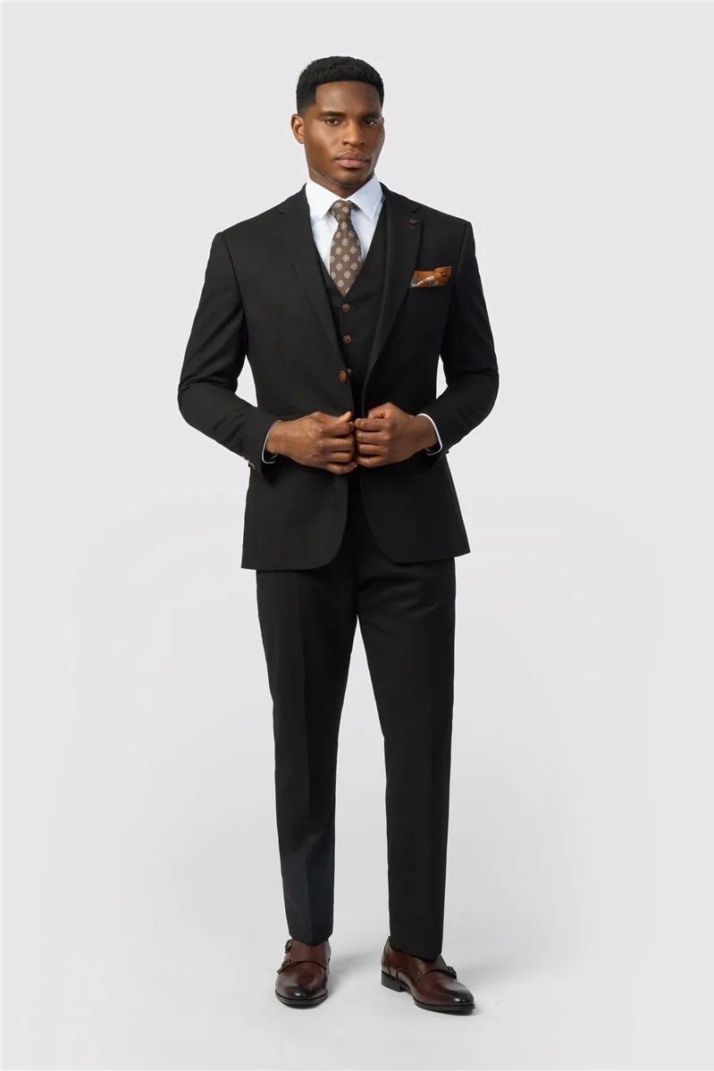 Antique Rogue Slim Fit Blake Black Texture Stretch Jacket thumbnail 3