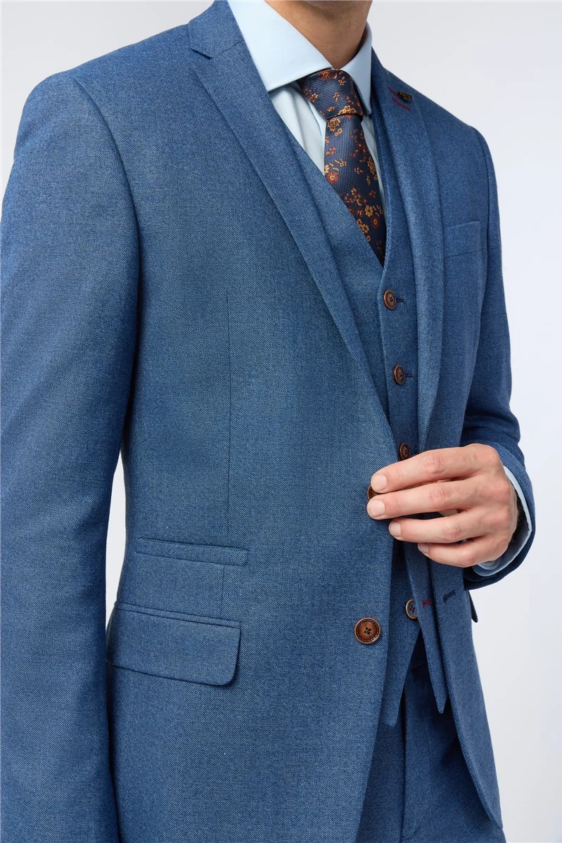 Antique Rogue Slim Fit Blake Blue Texture Stretch Jacket thumbnail 6