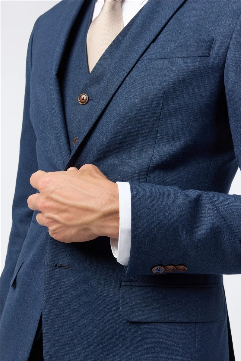 Antique Rogue Slim Fit Blake Navy Texture Stretch Jacket thumbnail 6