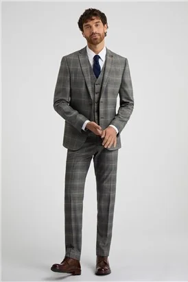 Antique Rogue Slim Fit Grey With Tan Checked Jacket thumbnail 8