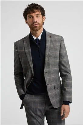 Antique Rogue Slim Fit Grey With Tan Checked Jacket thumbnail 11