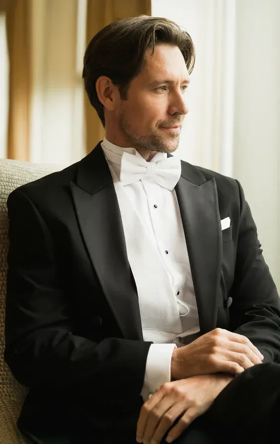 2 Piece White Tie, Dress Shirt, Waistcoat & Bow Tie thumbnail 2