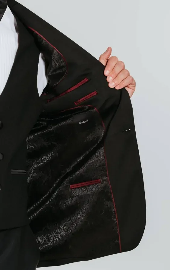 Black 100% Wool Dinner Jacket with Notch Lapel thumbnail 6
