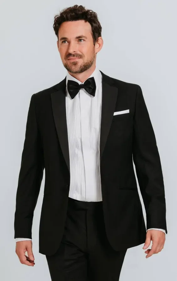 Black 100% Wool Tuxedo with Notch Lapel thumbnail 2