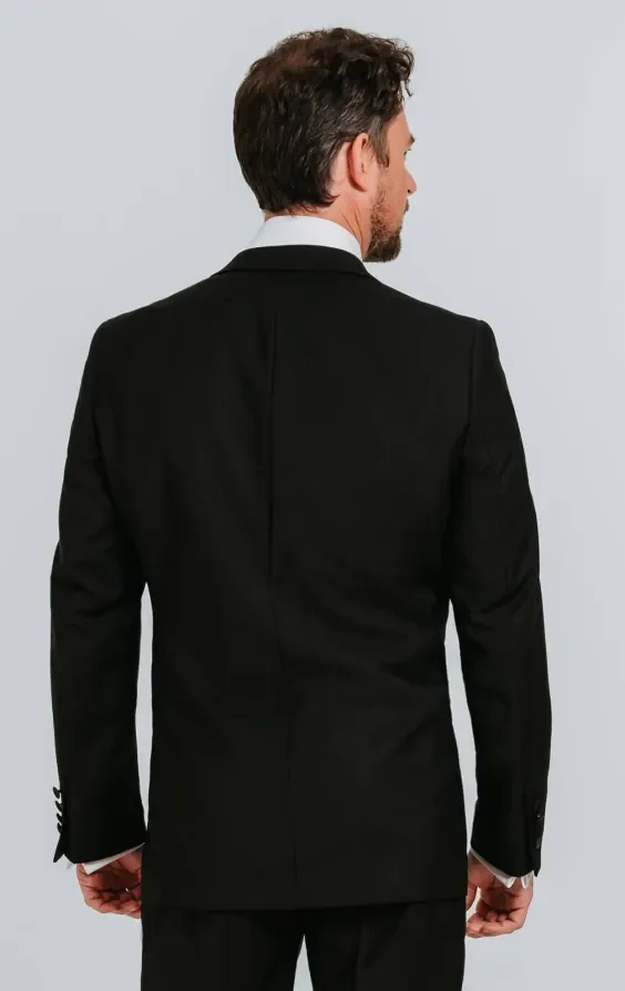 Black 100% Wool Tuxedo with Notch Lapel thumbnail 3
