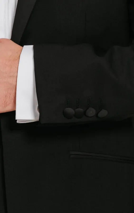 Black 100% Wool Tuxedo with Notch Lapel thumbnail 4