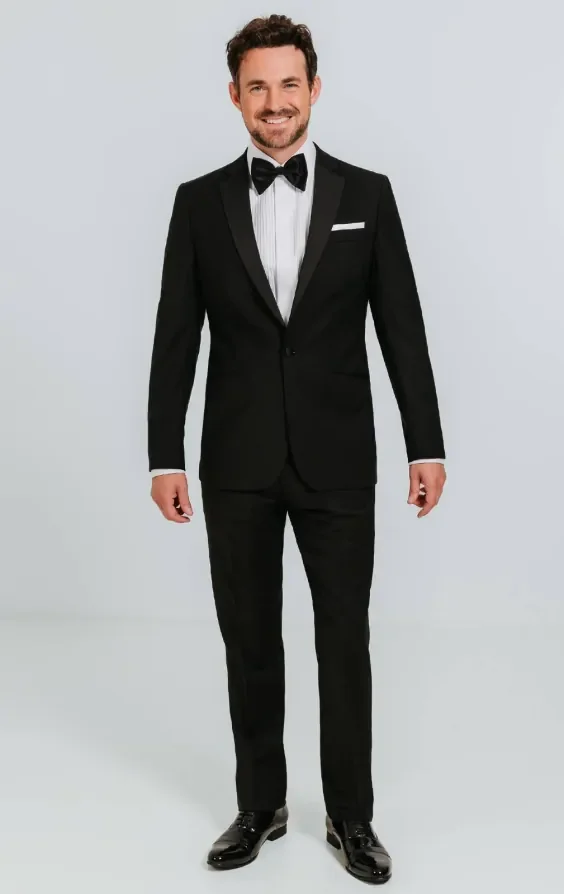 Black 100% Wool Tuxedo with Notch Lapel thumbnail 8