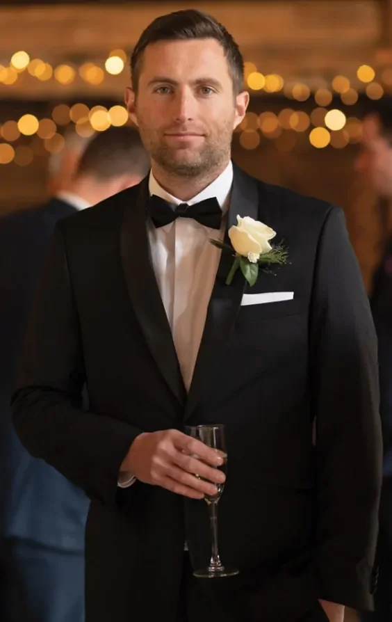 Black 2 Piece Tuxedo, Dress Shirt, Bow Tie thumbnail 2