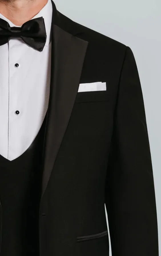 Black 3 Piece Slim-Fit Tuxedo with Notch Lapel thumbnail 6